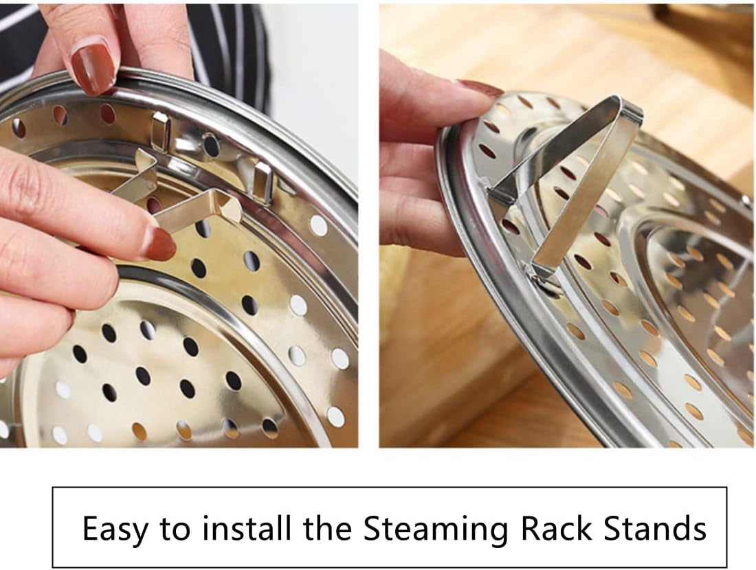 Stainless Steel Steamer Rack Set for Pressure Cooker, 4-Pack with 7.7" to 10" Diameter, Thicken Canner Steaming Stand for Cooking Vegetables and Food