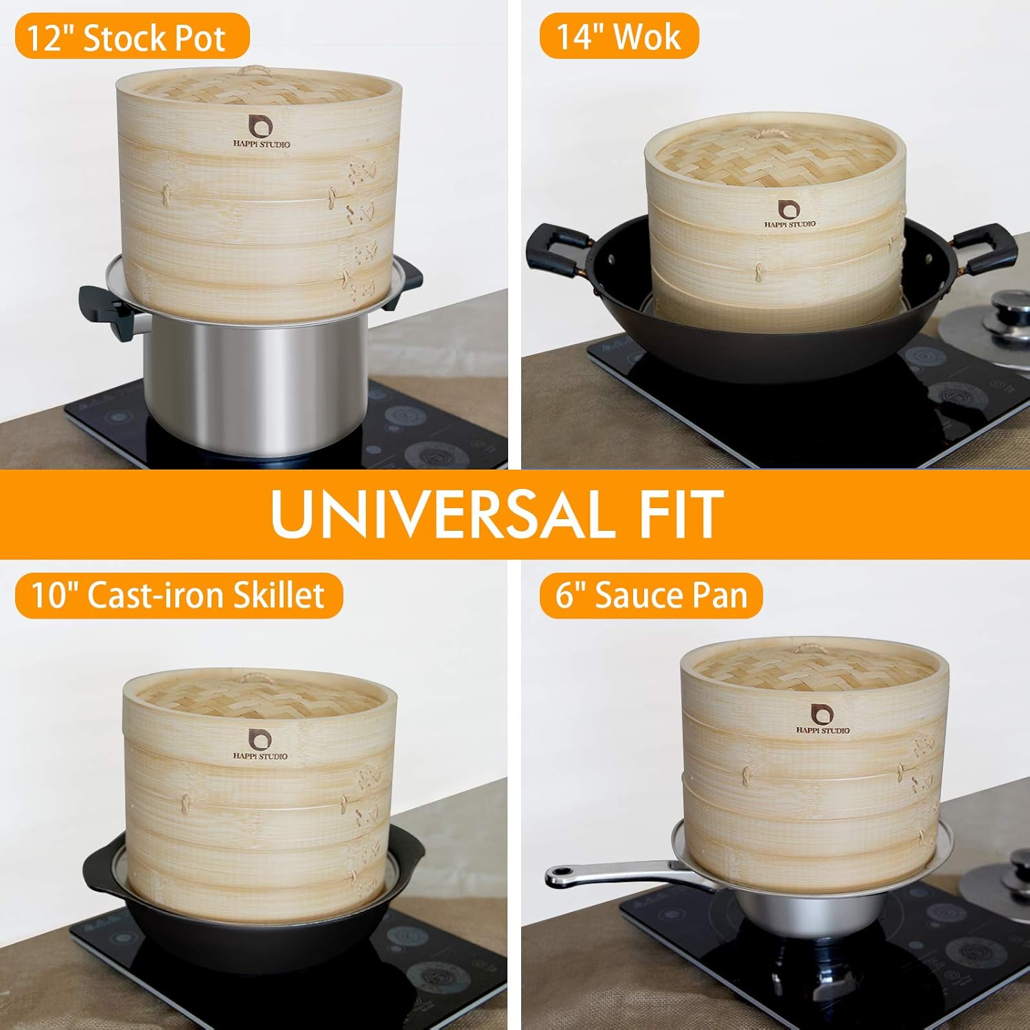 Stainless Steel Steamer Ring Adapter for 8-11 inch Bamboo Steamer Baskets