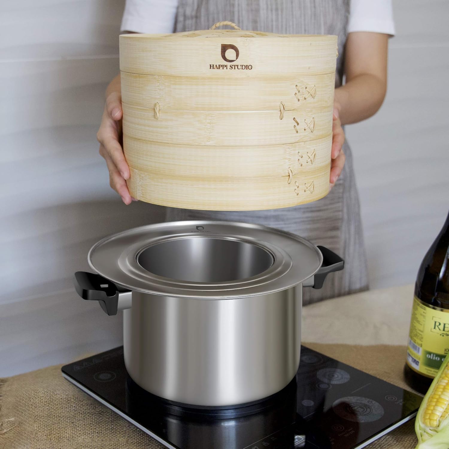 Stainless Steel Steamer Ring Adapter for 8-11 inch Bamboo Steamer Baskets