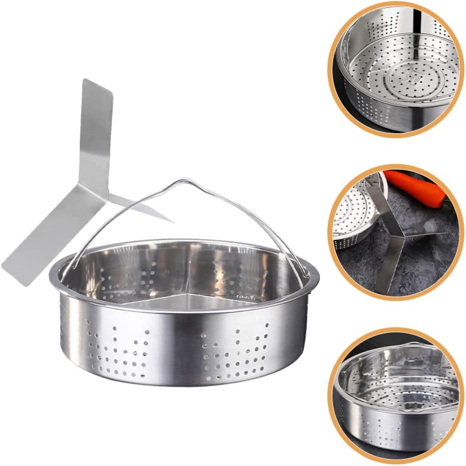 Stainless Steel Steamer Set with Trivet and Dumpling Basket - Food Steamer Accessories for Cooking