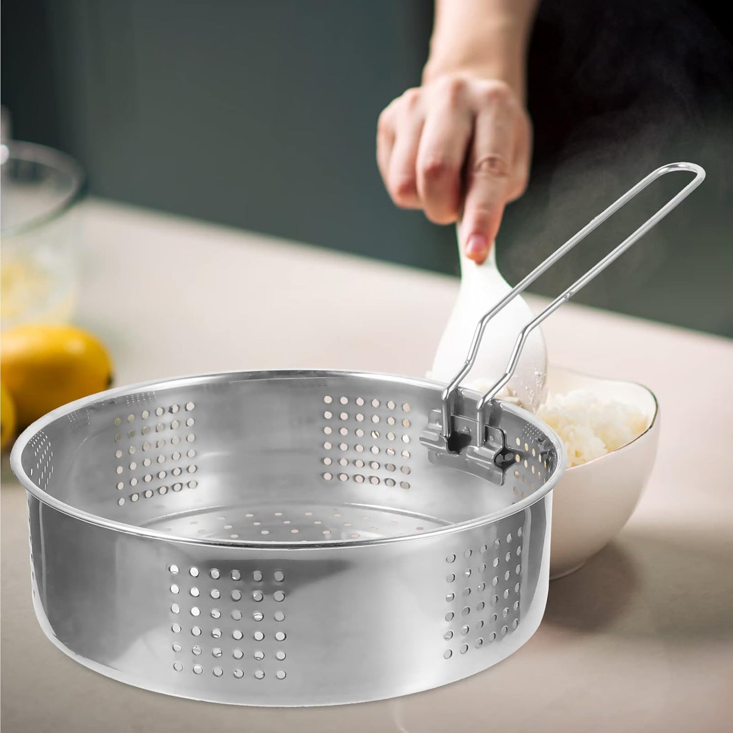 Stainless Steel Steaming Basket Set for Rice Cooker and Saucepan Cooking