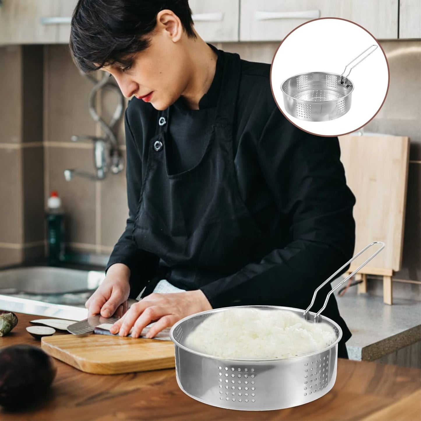 Stainless Steel Steaming Basket Set for Rice Cooker and Saucepan Cooking