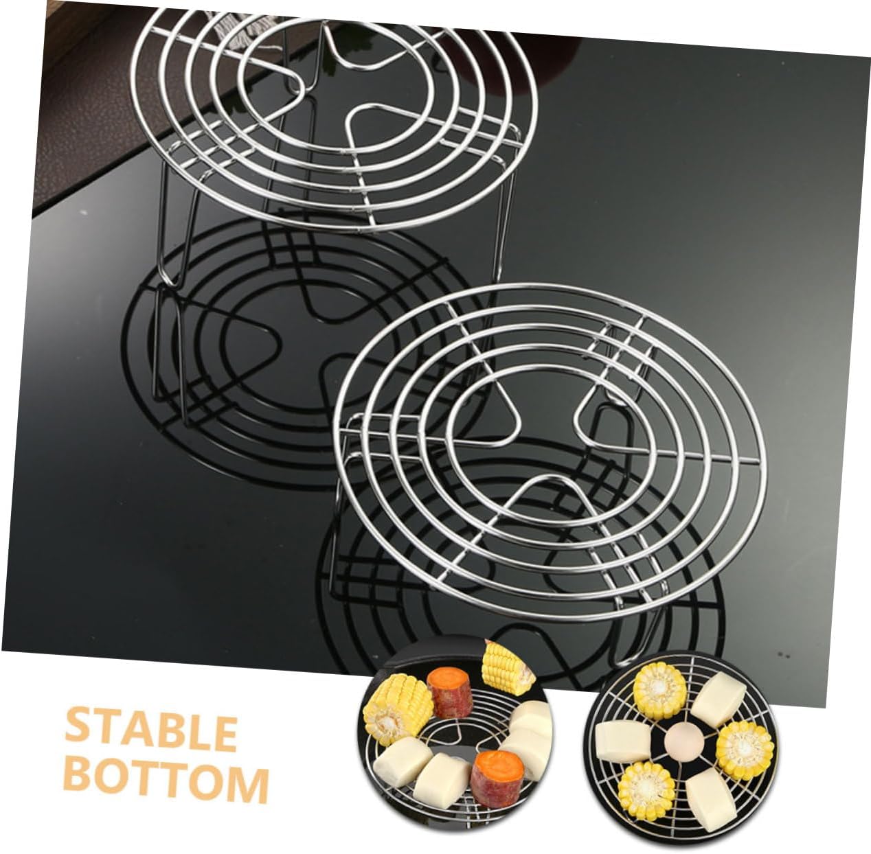 Stainless Steel Steaming Rack Set for Rice Buns - 2pcs Easy-to-Use Steam Rack Legs