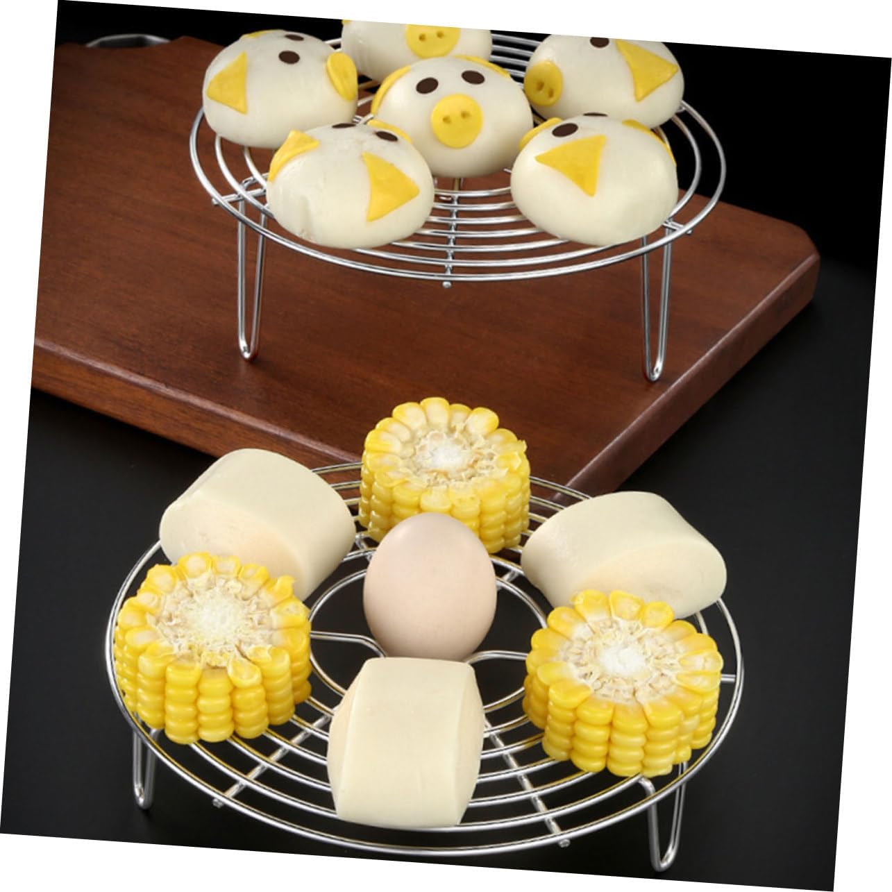 Stainless Steel Steaming Rack Set for Rice Buns - 2pcs Easy-to-Use Steam Rack Legs