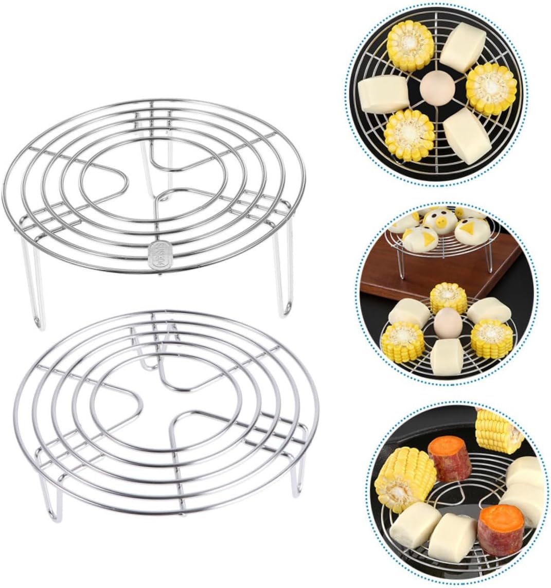 Stainless Steel Steaming Rack Set for Rice Buns - 2pcs Easy-to-Use Steam Rack Legs