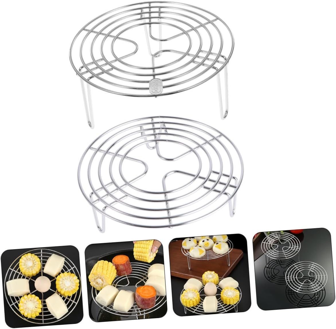 Stainless Steel Steaming Rack Set for Rice Buns - 2pcs Easy-to-Use Steam Rack Legs