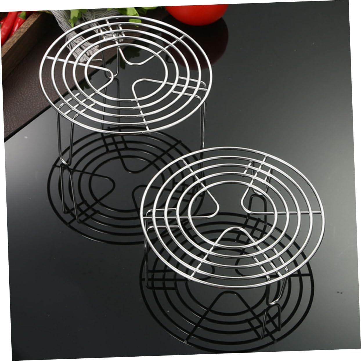 Stainless Steel Steaming Rack Set for Rice Buns - 2pcs Easy-to-Use Steam Rack Legs