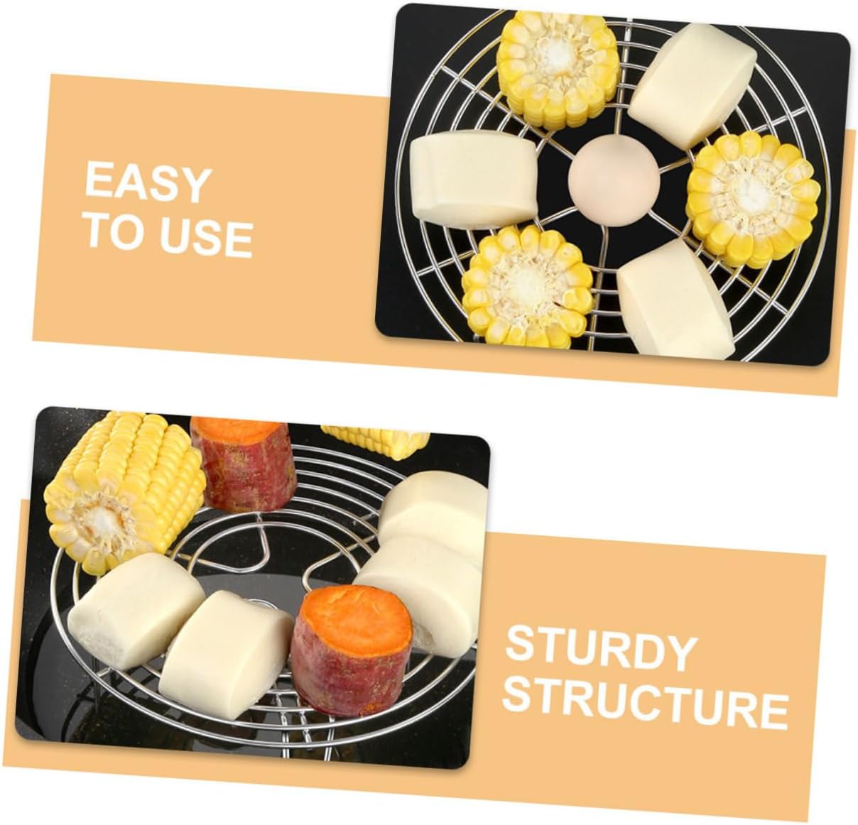 Stainless Steel Steaming Rack Set for Rice Buns - 2pcs Easy-to-Use Steam Rack Legs