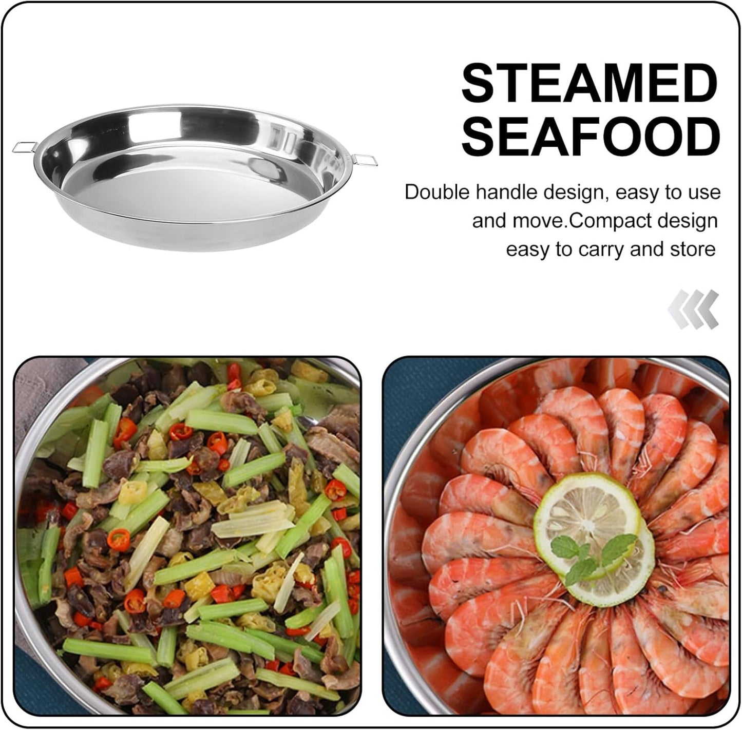 Stainless Steel Steaming Tray with Double Handles for Cooking - 32CM