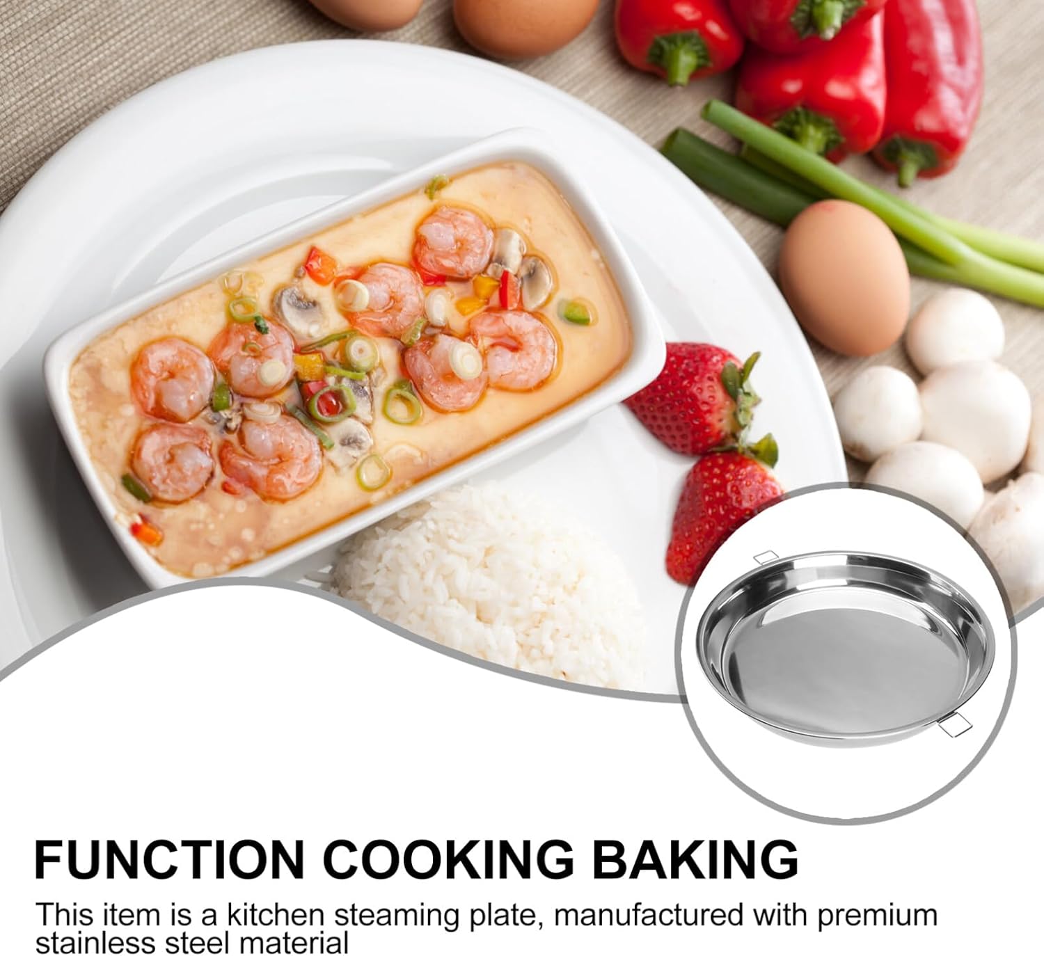Stainless Steel Steaming Tray with Double Handles for Cooking - 32CM