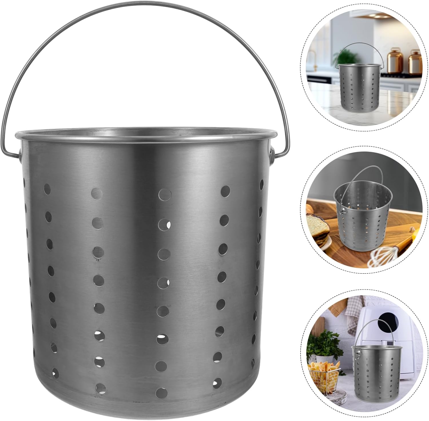 Stainless Steel Stock Pot Insert with Steamer Basket for Seafood Boiling and Steaming
