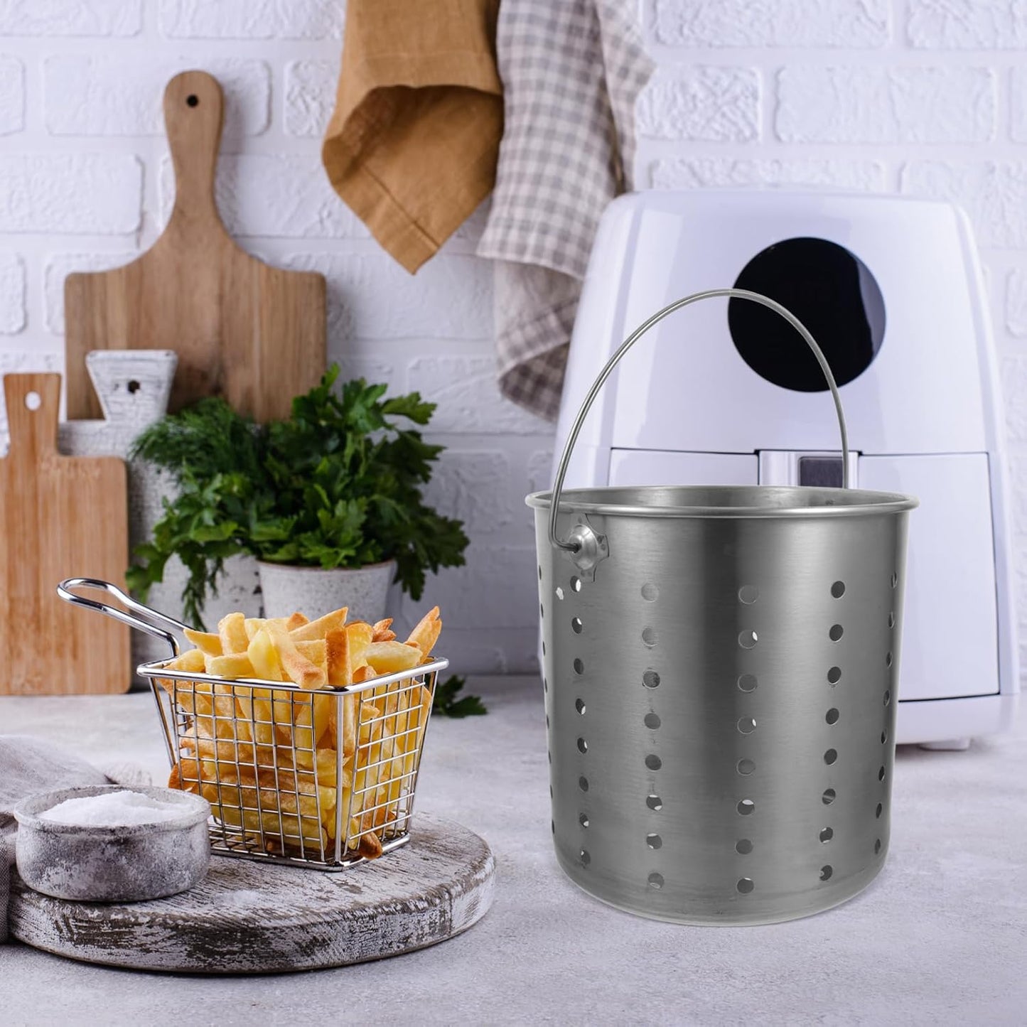 Stainless Steel Stock Pot Insert with Steamer Basket for Seafood Boiling and Steaming