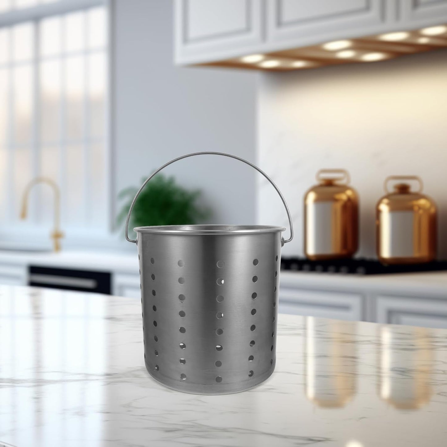 Stainless Steel Stock Pot Insert with Steamer Basket for Seafood Boiling and Steaming