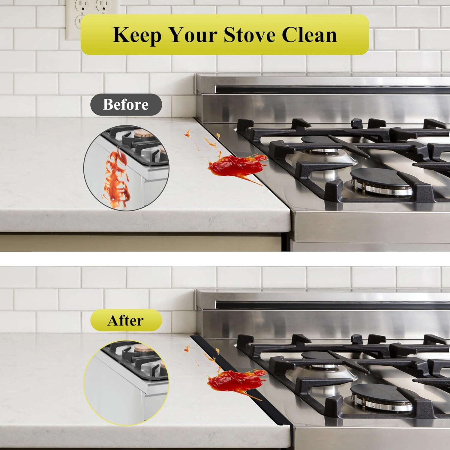 Stainless Steel Stove Gap Covers - Adjustable Length Oven Side Gap Filler, Counter Range Trim Kit, Heat Resistant & Easy to Clean - 13" to 27