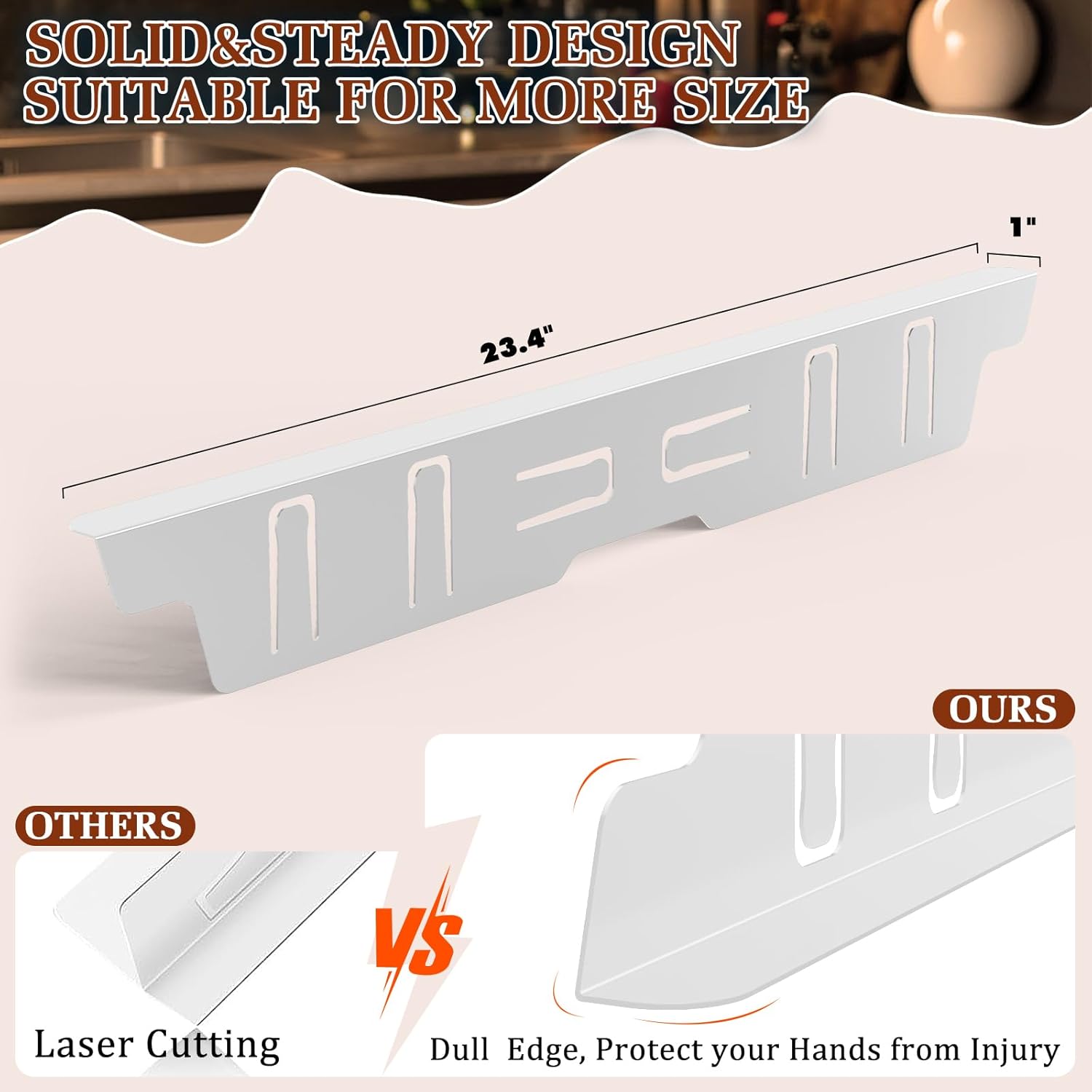Stainless Steel Stove Gap Covers - Heat Resistant Oven Gap Filler Kit for 23.4" Spaces - Slide-in Range Trim Guard for Seamless Kitchen - Easy to Clean - White