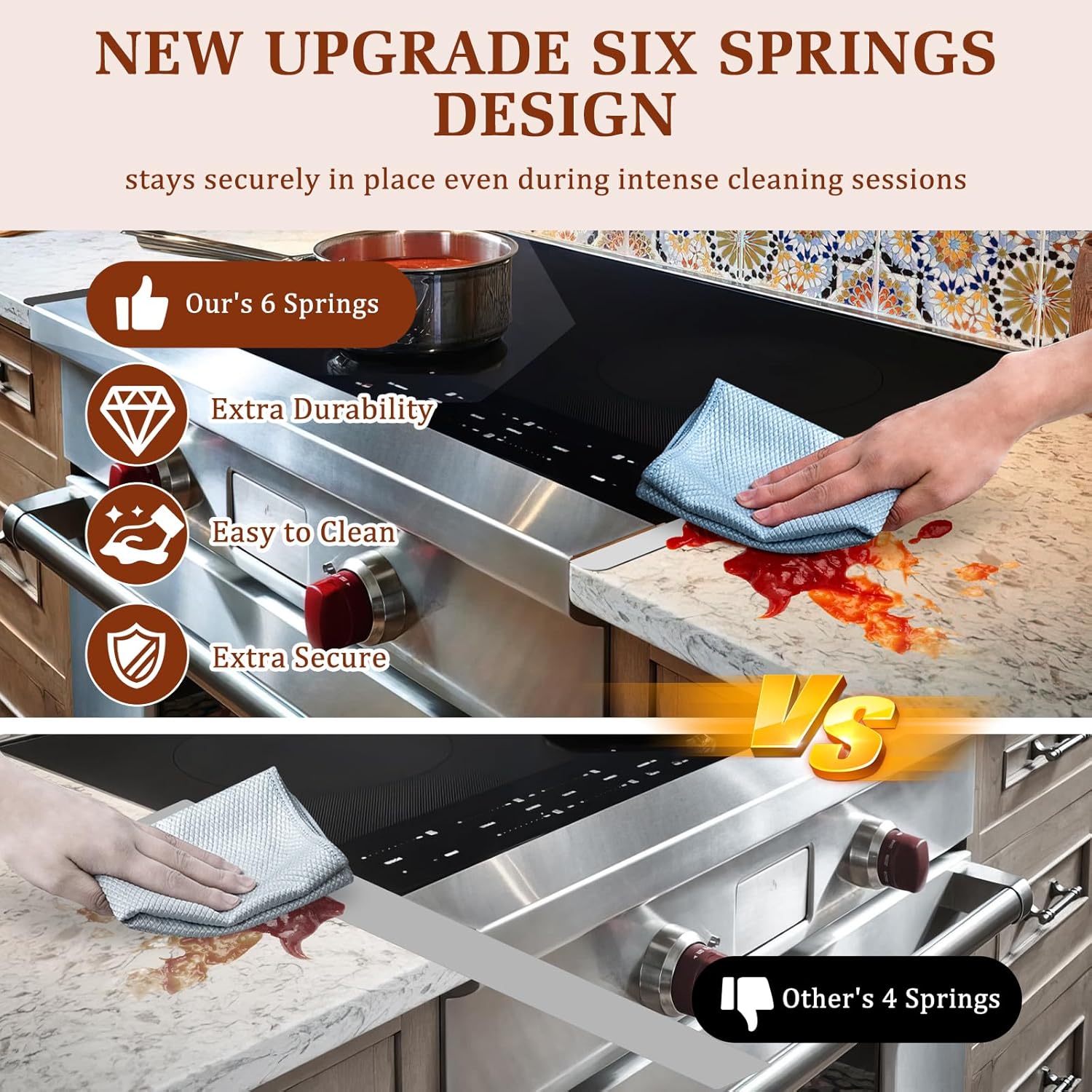 Stainless Steel Stove Gap Covers - Heat Resistant Oven Gap Filler Kit for 23.4" Spaces - Slide-in Range Trim Guard for Seamless Kitchen - Easy to Clean - White