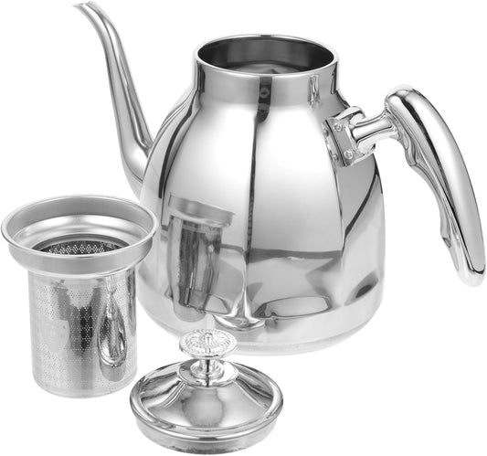 Stainless Steel Stovetop Kettle with Strainer for Home Kitchen - Induction Teapot for Daily Use