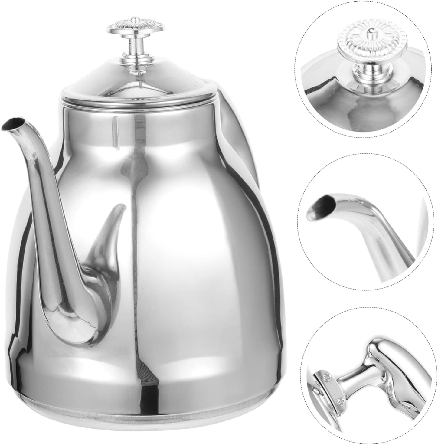 Stainless Steel Stovetop Kettle with Strainer for Home Kitchen - Induction Teapot for Daily Use