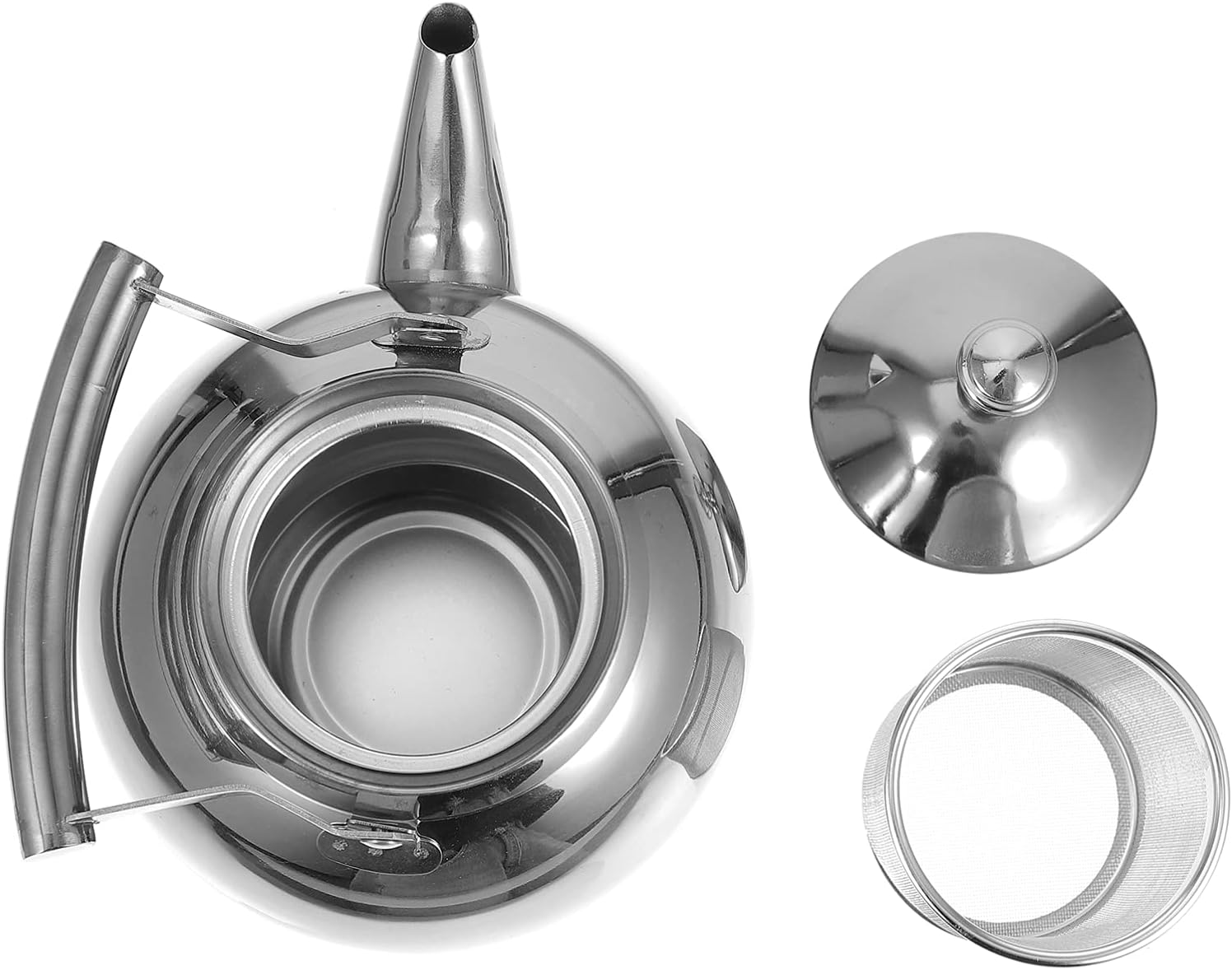 Stainless Steel Stovetop Tea Kettle with Handle, Infuser, 1L Capacity - Heavy Duty Whistling Tea Pot