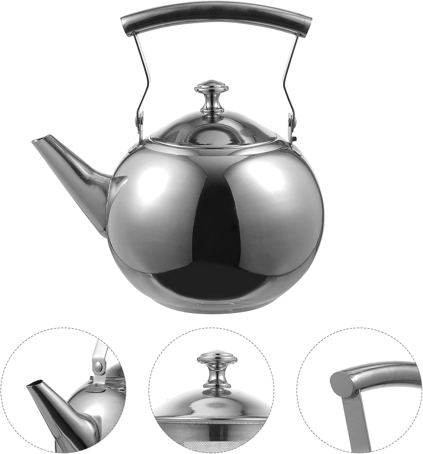 Stainless Steel Stovetop Tea Kettle with Handle, Infuser, 1L Capacity - Heavy Duty Whistling Tea Pot