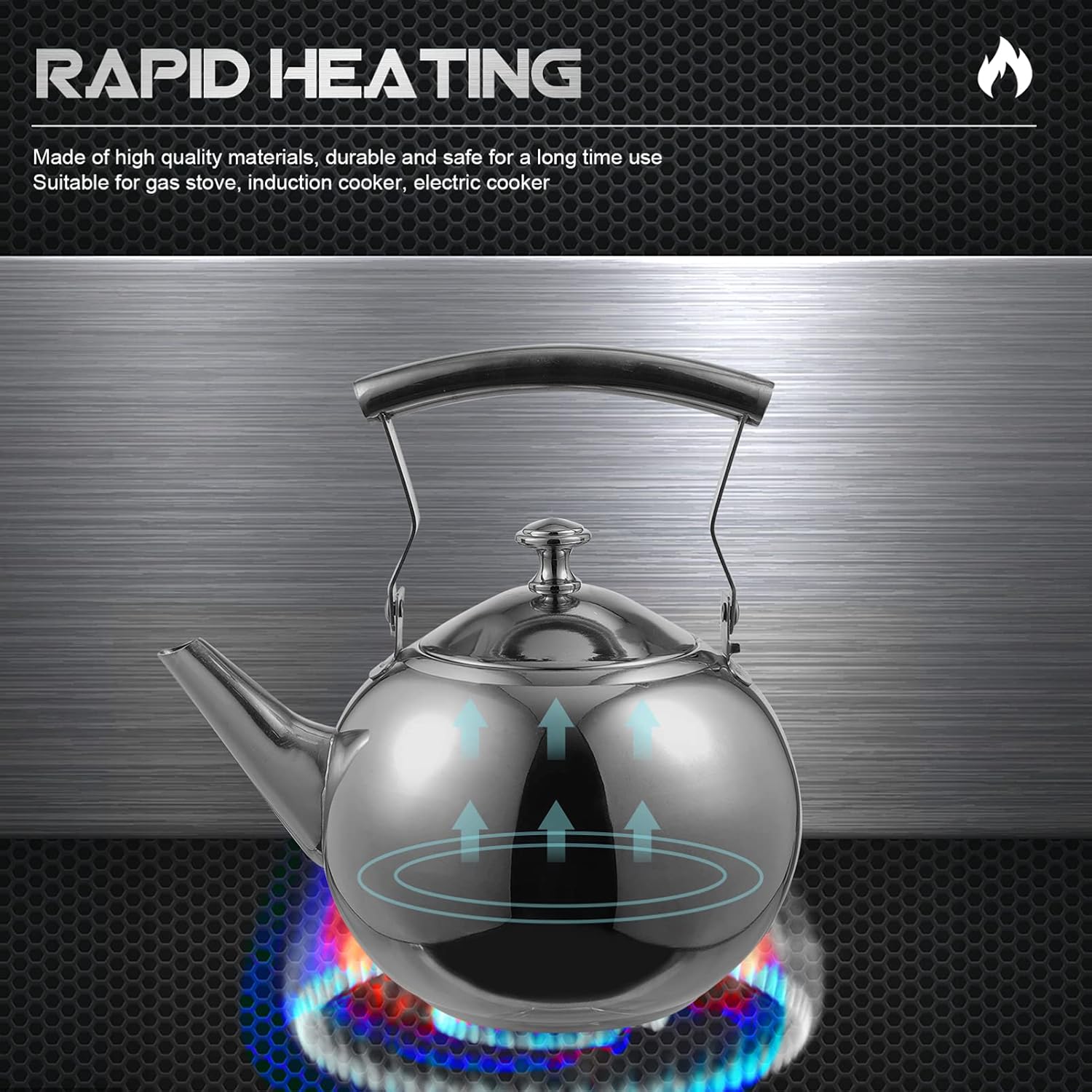 Stainless Steel Stovetop Tea Kettle with Handle, Infuser, 1L Capacity - Heavy Duty Whistling Tea Pot