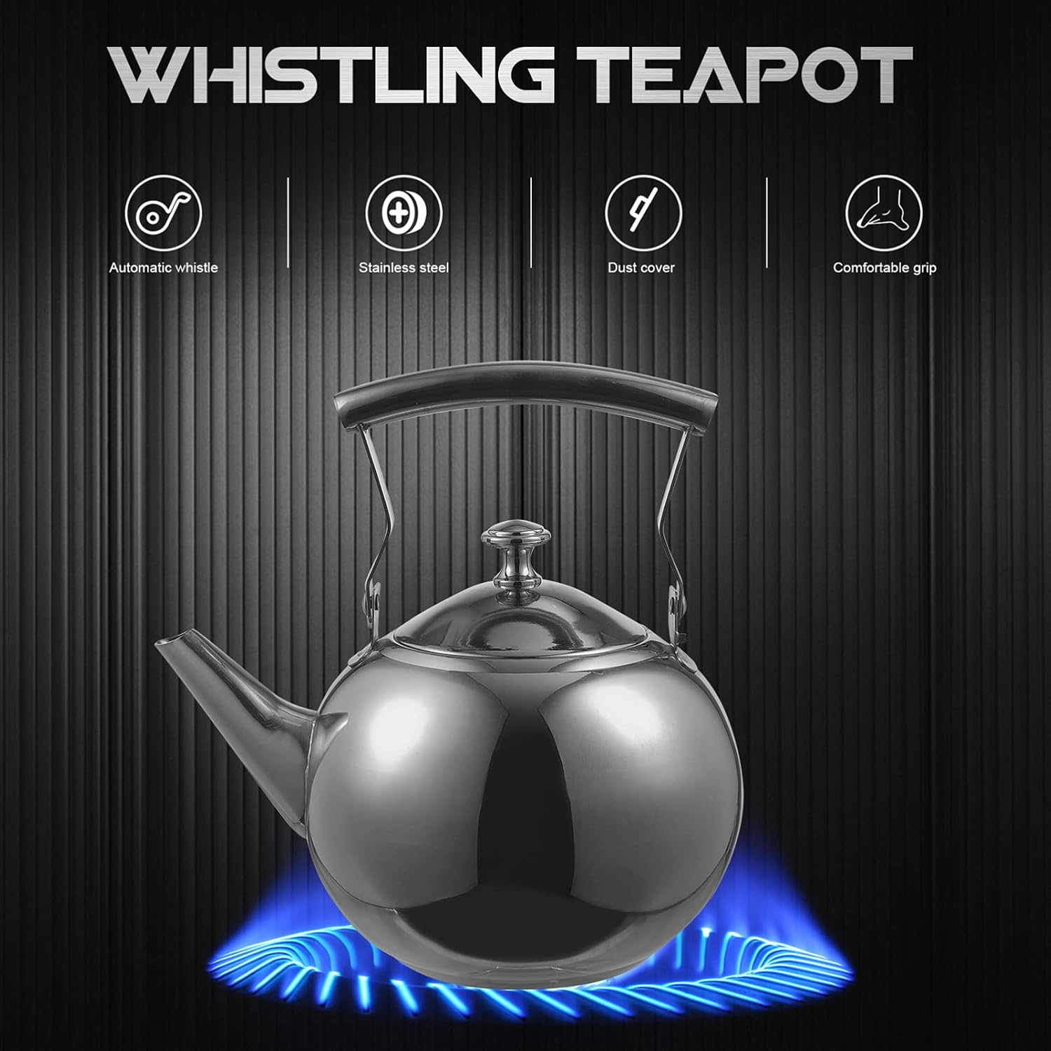 Stainless Steel Stovetop Tea Kettle with Handle, Infuser, 1L Capacity - Heavy Duty Whistling Tea Pot