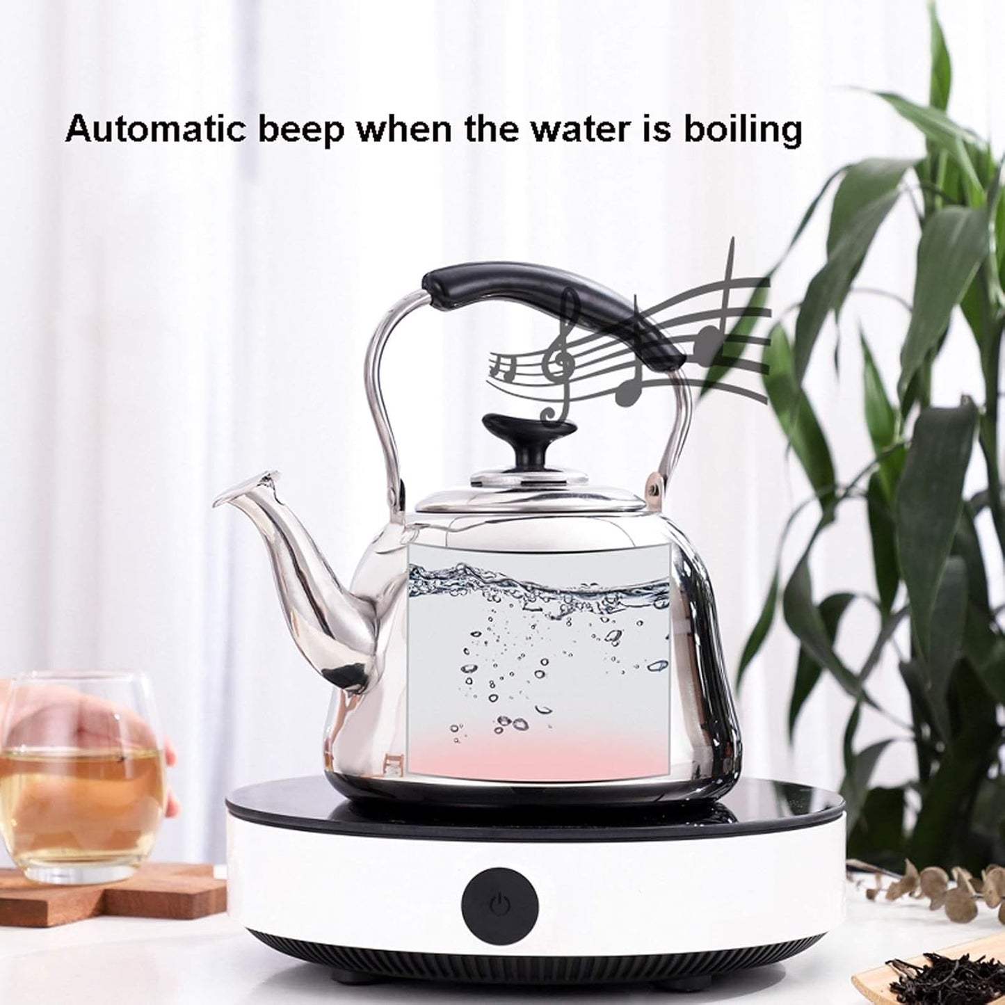 Stainless Steel Stovetop Tea Kettle with Infusers, Cool Handle - 2L Size for Gas, Induction, Electric Stoves