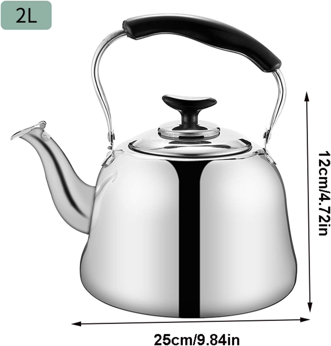 Stainless Steel Stovetop Tea Kettle with Infusers, Cool Handle - 2L Size for Gas, Induction, Electric Stoves