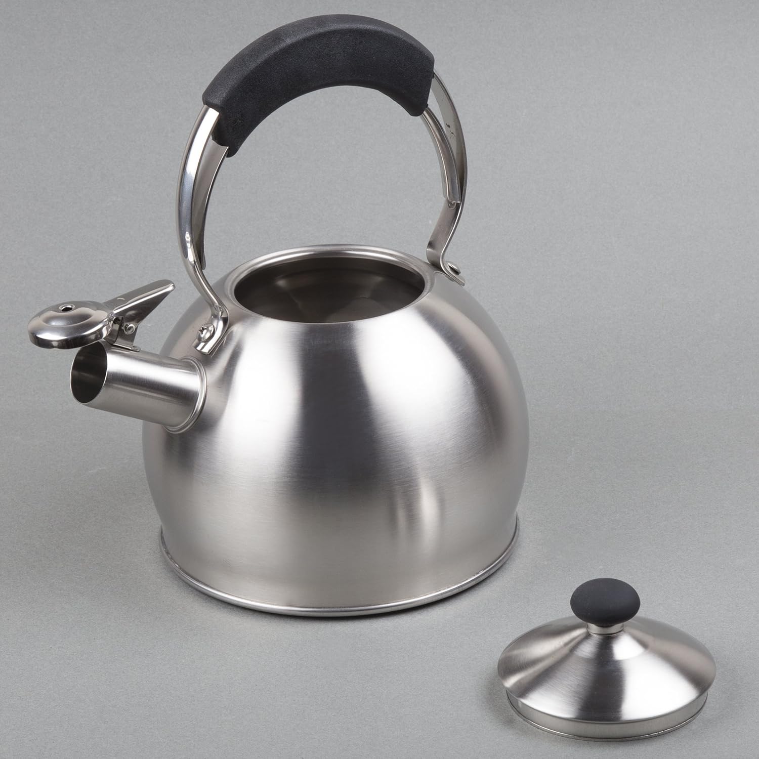 Stainless Steel Stovetop Tea Kettle with Whistling Spout and Even Heat Distribution for Home Brewing