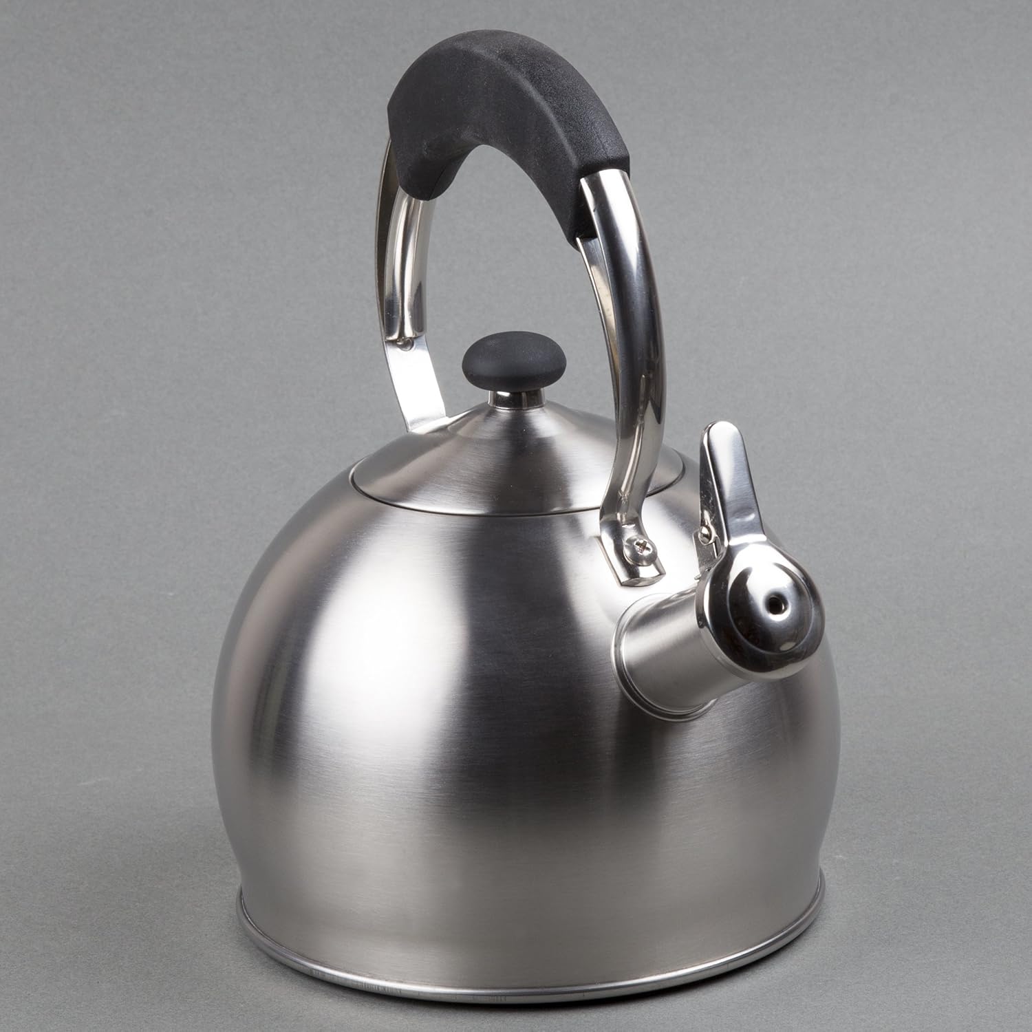 Stainless Steel Stovetop Tea Kettle with Whistling Spout and Even Heat Distribution for Home Brewing