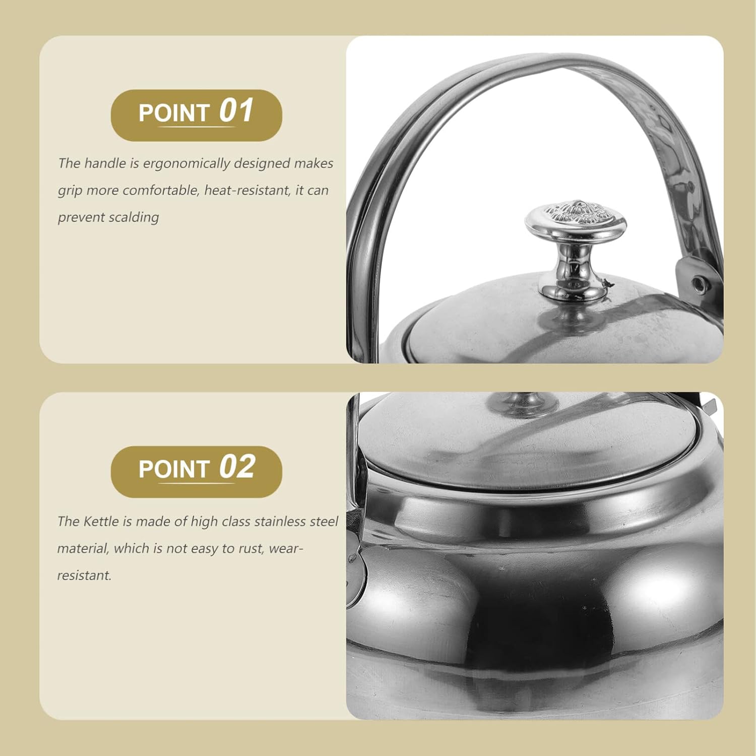 Stainless Steel Stovetop Whistling Tea Kettle - Induction Ready 16cm - Fast Boiling Water Boiler for Kitchen