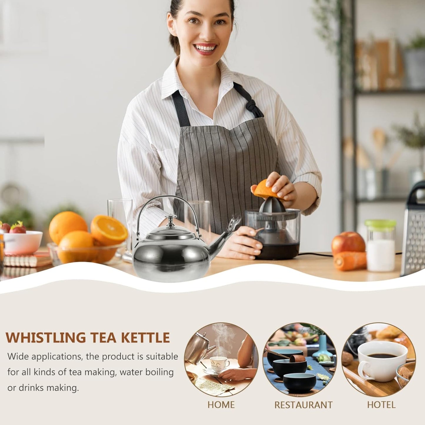 Stainless Steel Stovetop Whistling Tea Kettle - Induction Ready 16cm - Fast Boiling Water Boiler for Kitchen