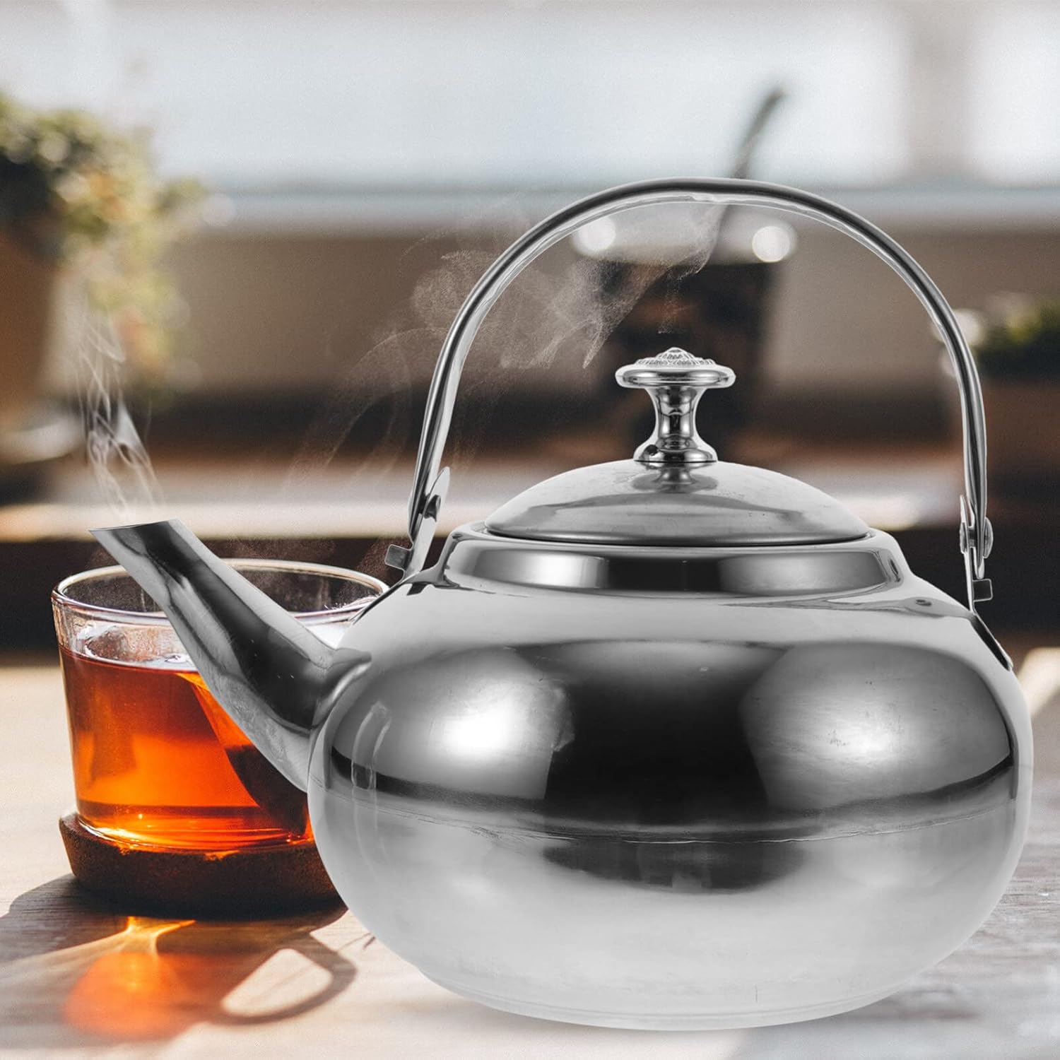 Stainless Steel Stovetop Whistling Tea Kettle - Induction Ready 16cm - Fast Boiling Water Boiler for Kitchen
