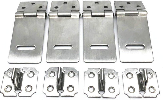 Stainless Steel Swivel Clasp Latch Set of 4 for Doors and Cabinets - 2 Inch Padlock Locking Hasp Staple Safety Gate Lock