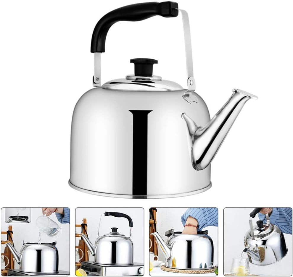 Stainless Steel Tea Kettle with Anti-Scald Handle - Stovetop Water Boiler Pot for Gas Stoves
