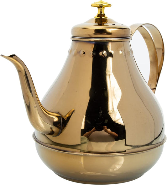 Stainless Steel Tea Kettle with Infuser Filter, Golden Stovetop Teapot for Fast Boiling Tea and Coffee - Small 1.8L