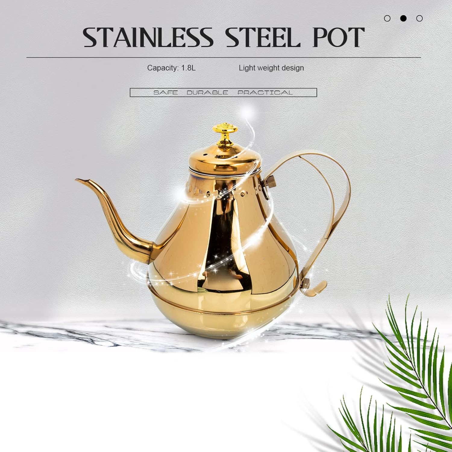 Stainless Steel Tea Kettle with Infuser Filter, Golden Stovetop Teapot for Fast Boiling Tea and Coffee - Small 1.8L
