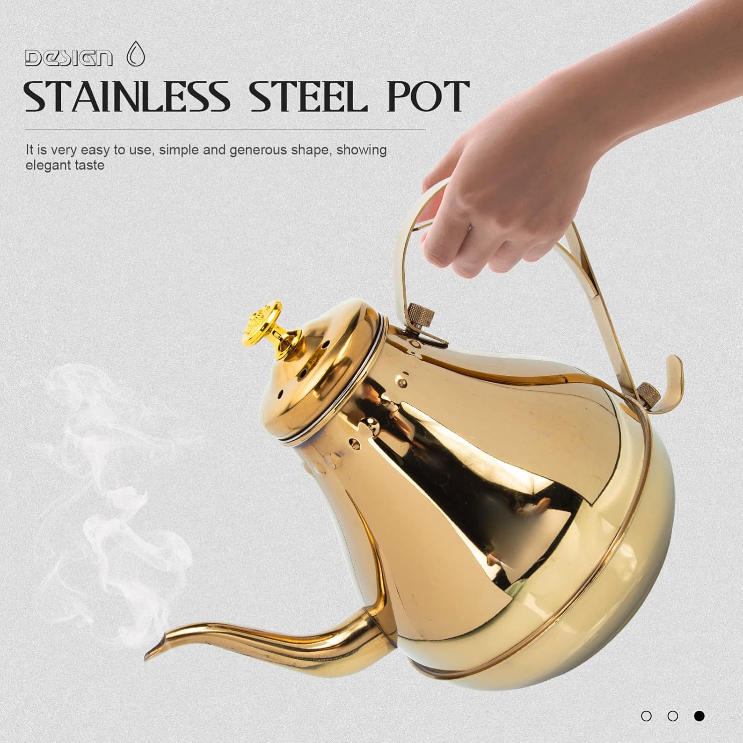 Stainless Steel Tea Kettle with Infuser Filter, Golden Stovetop Teapot for Fast Boiling Tea and Coffee - Small 1.8L