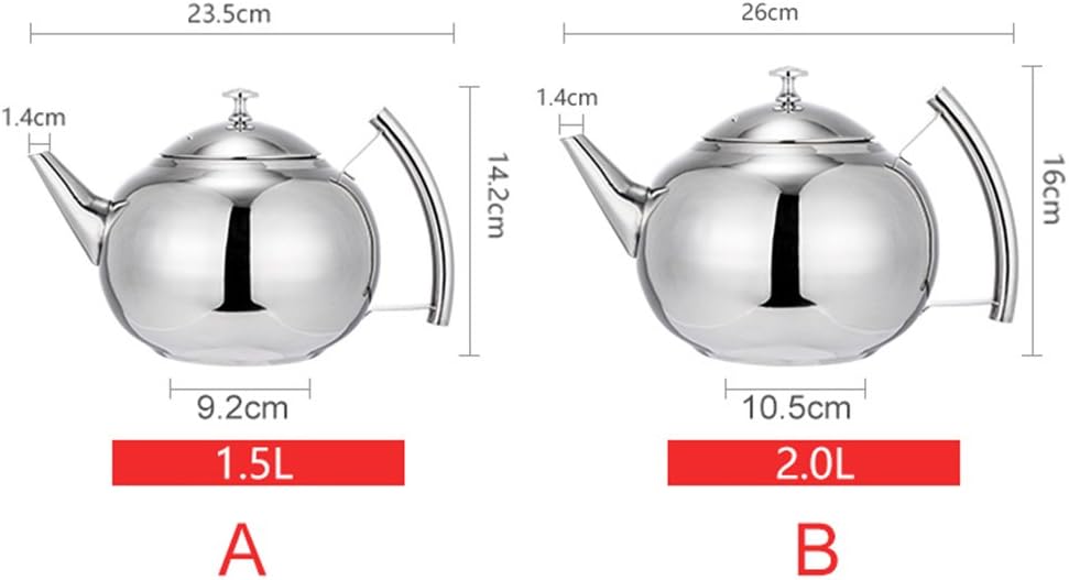 Stainless Steel Tea Kettle with Small Spout and Strainer - 1.5 Litre Capacity for Coffee or Tea