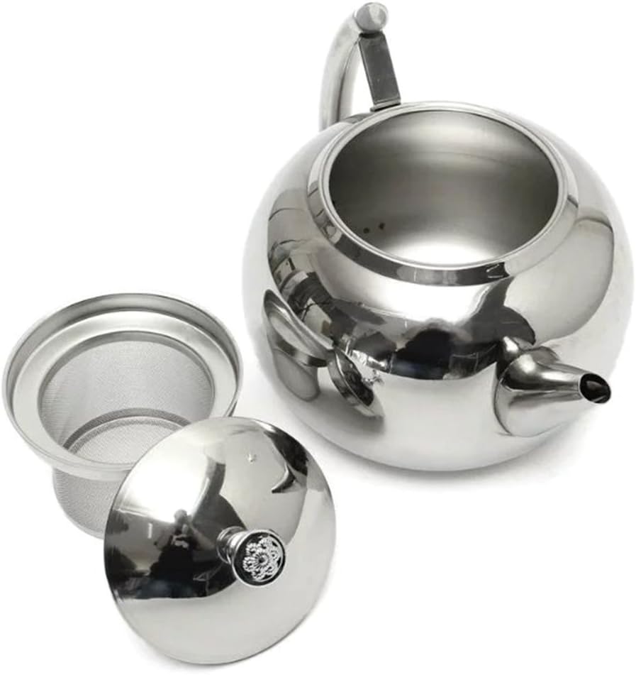 Stainless Steel Tea Kettle with Small Spout and Strainer - 1.5 Litre Capacity for Coffee or Tea