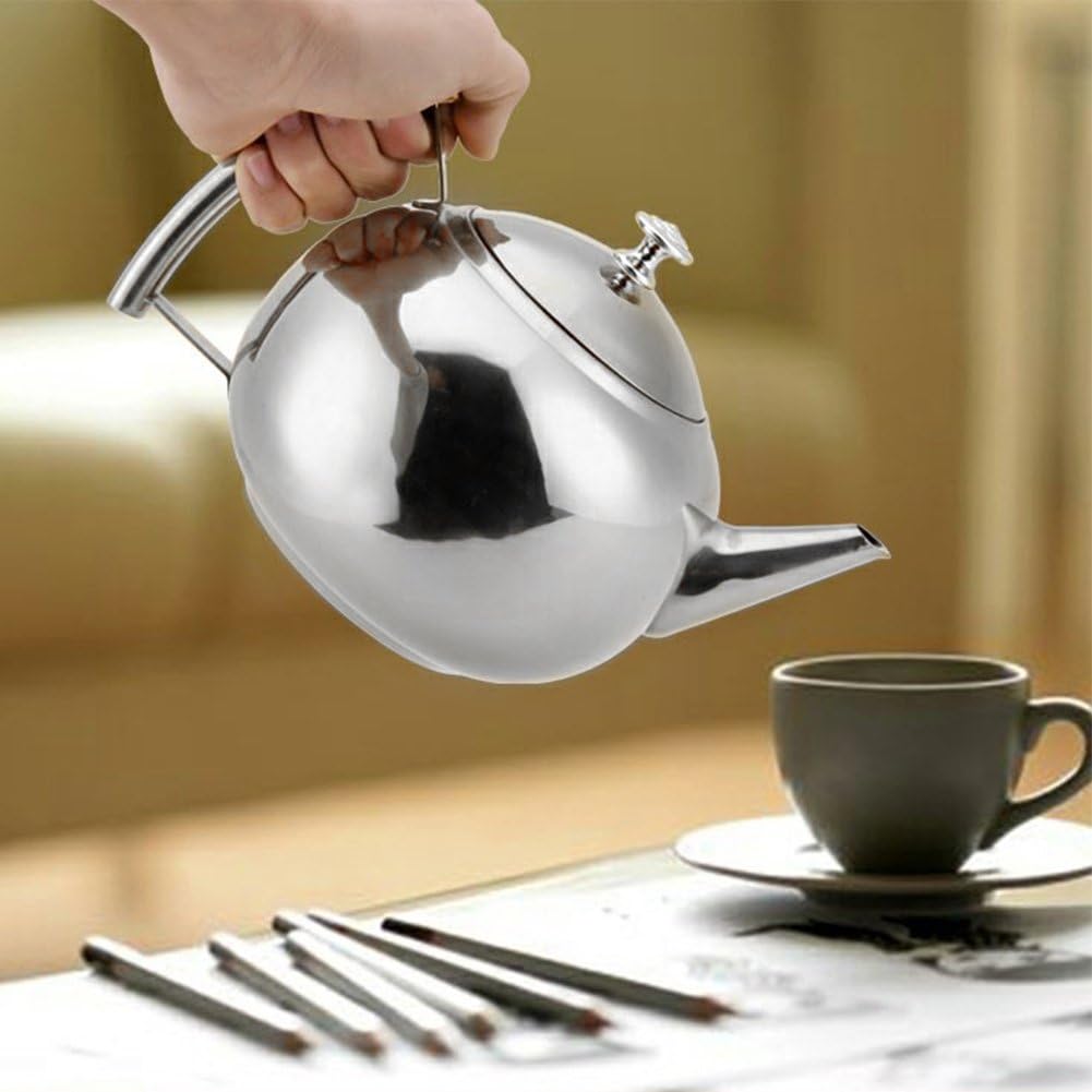 Stainless Steel Tea Kettle with Small Spout and Strainer - 1.5 Litre Capacity for Coffee or Tea