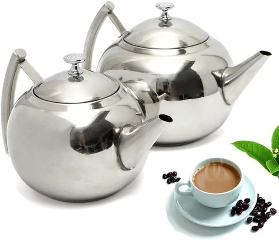 Stainless Steel Tea Kettle with Small Spout and Strainer - 1.5 Litre Capacity for Coffee or Tea