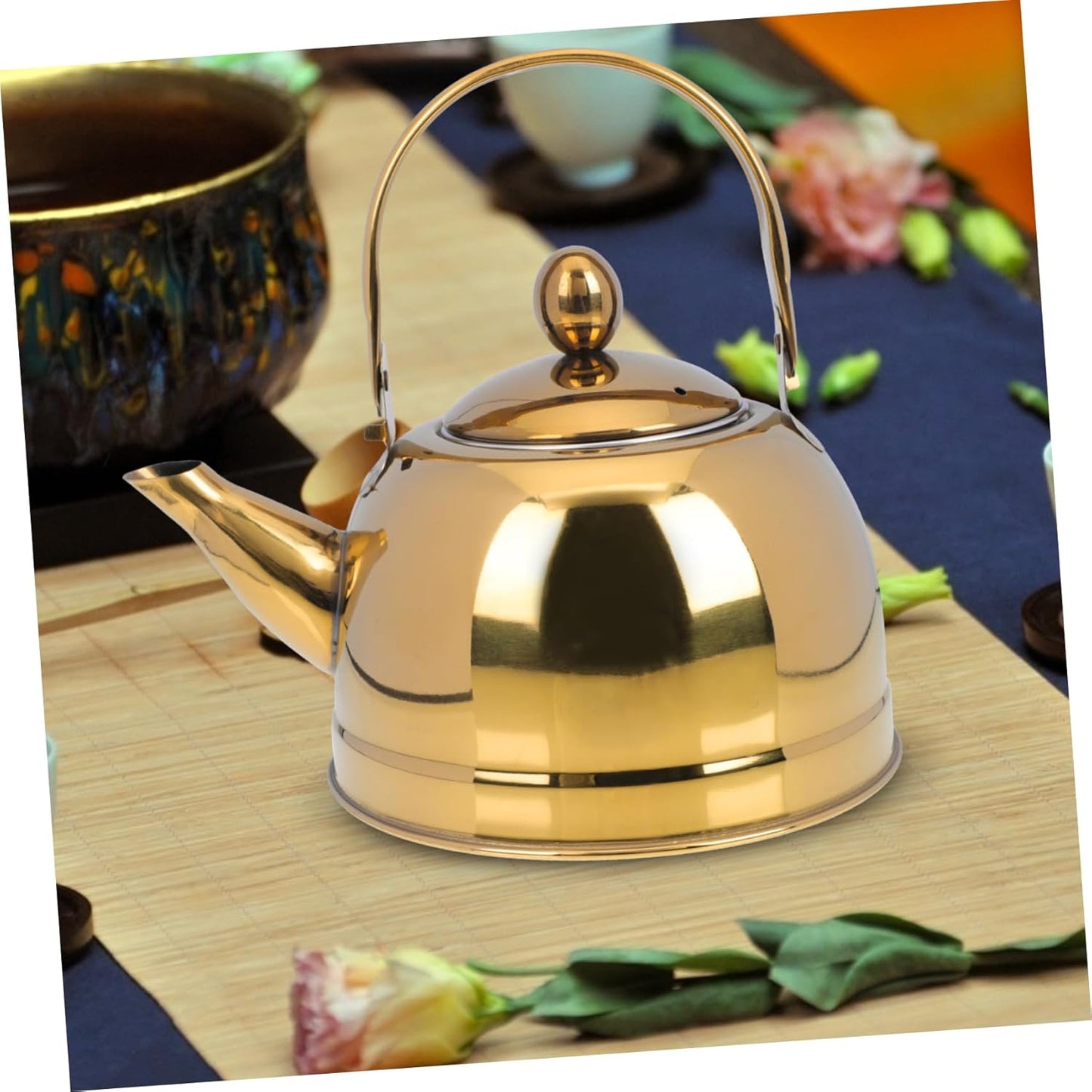 Stainless Steel Tea Kettle with Strainer - Ideal for Stovetop and Induction Cooking - Capacity Kitchen Kettle for Home and Restaurant Use
