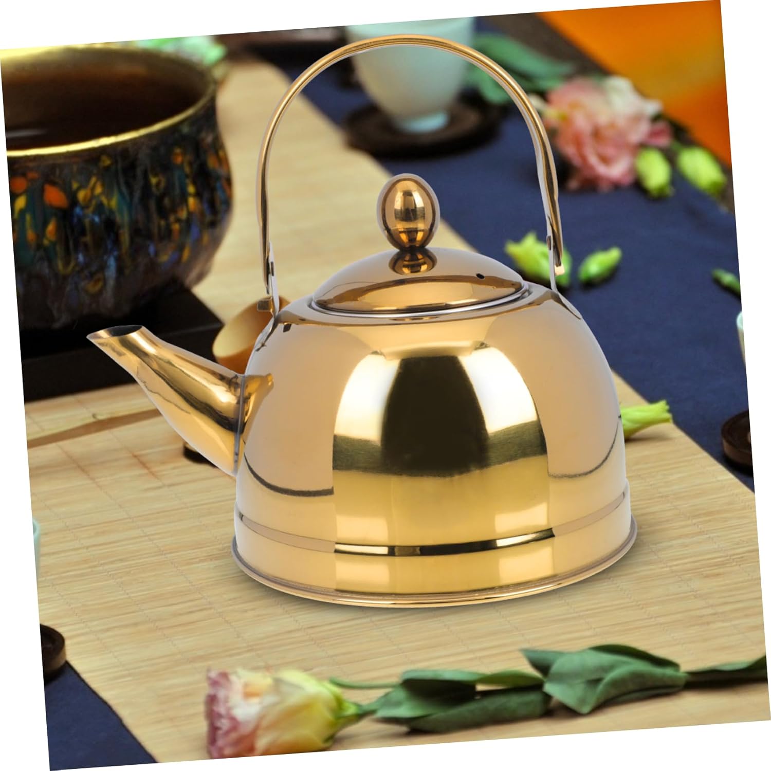 Stainless Steel Tea Kettle with Strainer - Ideal for Stovetop and Induction Cooking - Capacity Kitchen Kettle for Home and Restaurant Use