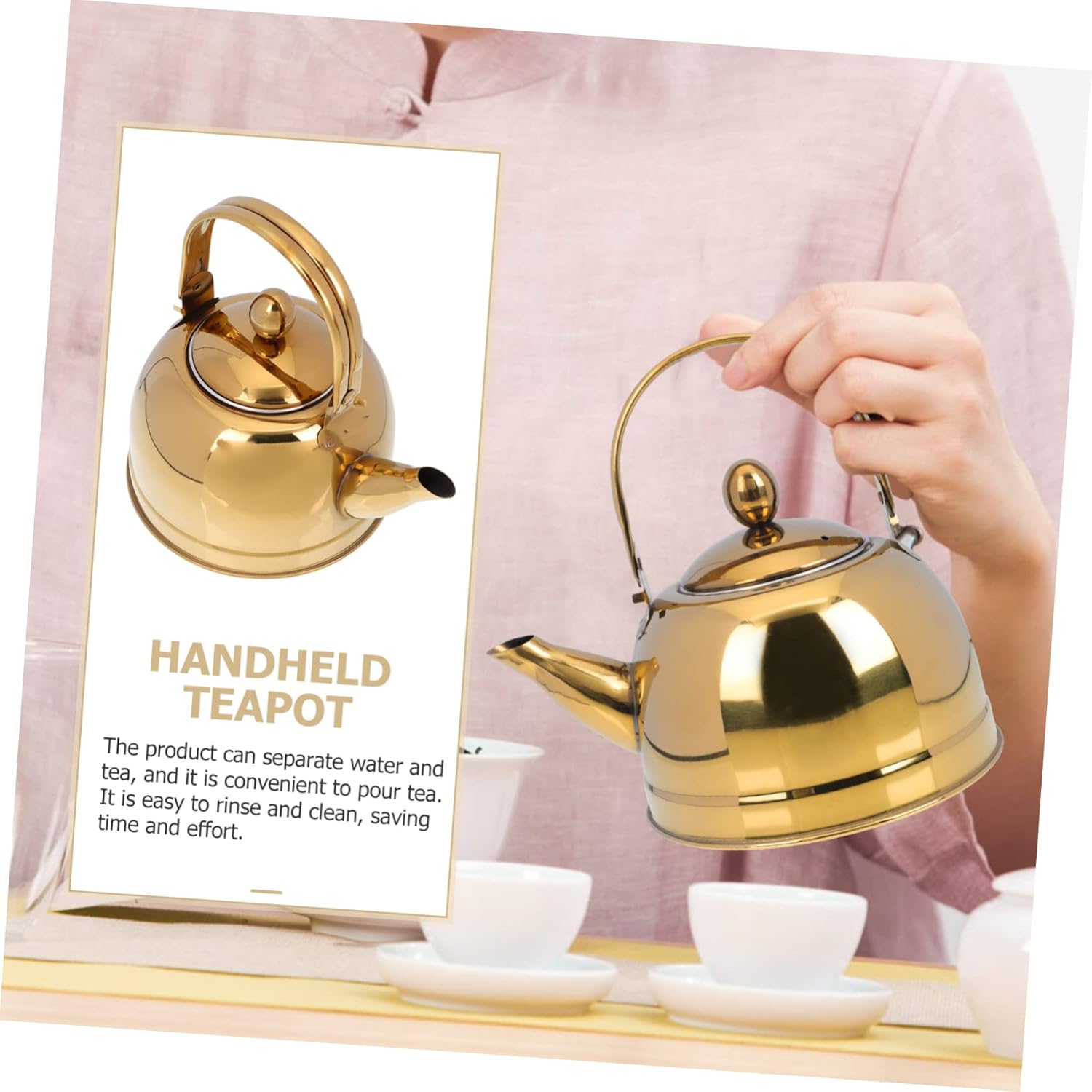 Stainless Steel Tea Kettle with Strainer - Ideal for Stovetop and Induction Cooking - Capacity Kitchen Kettle for Home and Restaurant Use