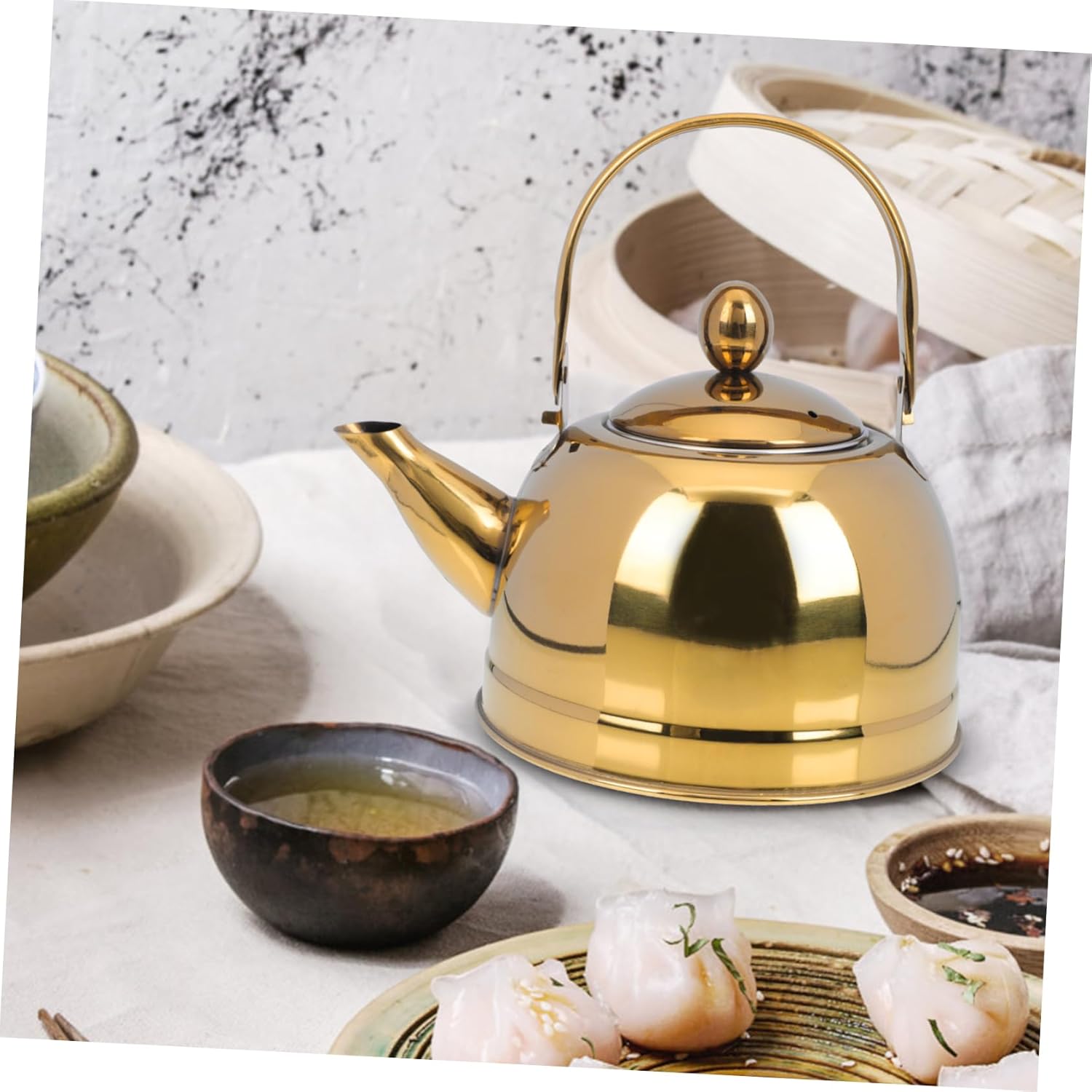 Stainless Steel Tea Kettle with Strainer - Ideal for Stovetop and Induction Cooking - Capacity Kitchen Kettle for Home and Restaurant Use
