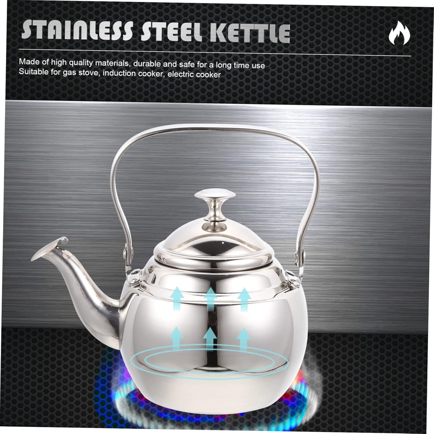 Stainless Steel Teakettle with Strainer and Handle for Tea and Milk - FUNOMOCYA Sturdy Kettle