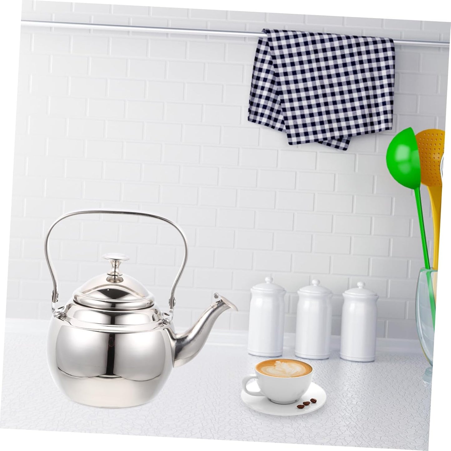 Stainless Steel Teakettle with Strainer and Handle for Tea and Milk - FUNOMOCYA Sturdy Kettle