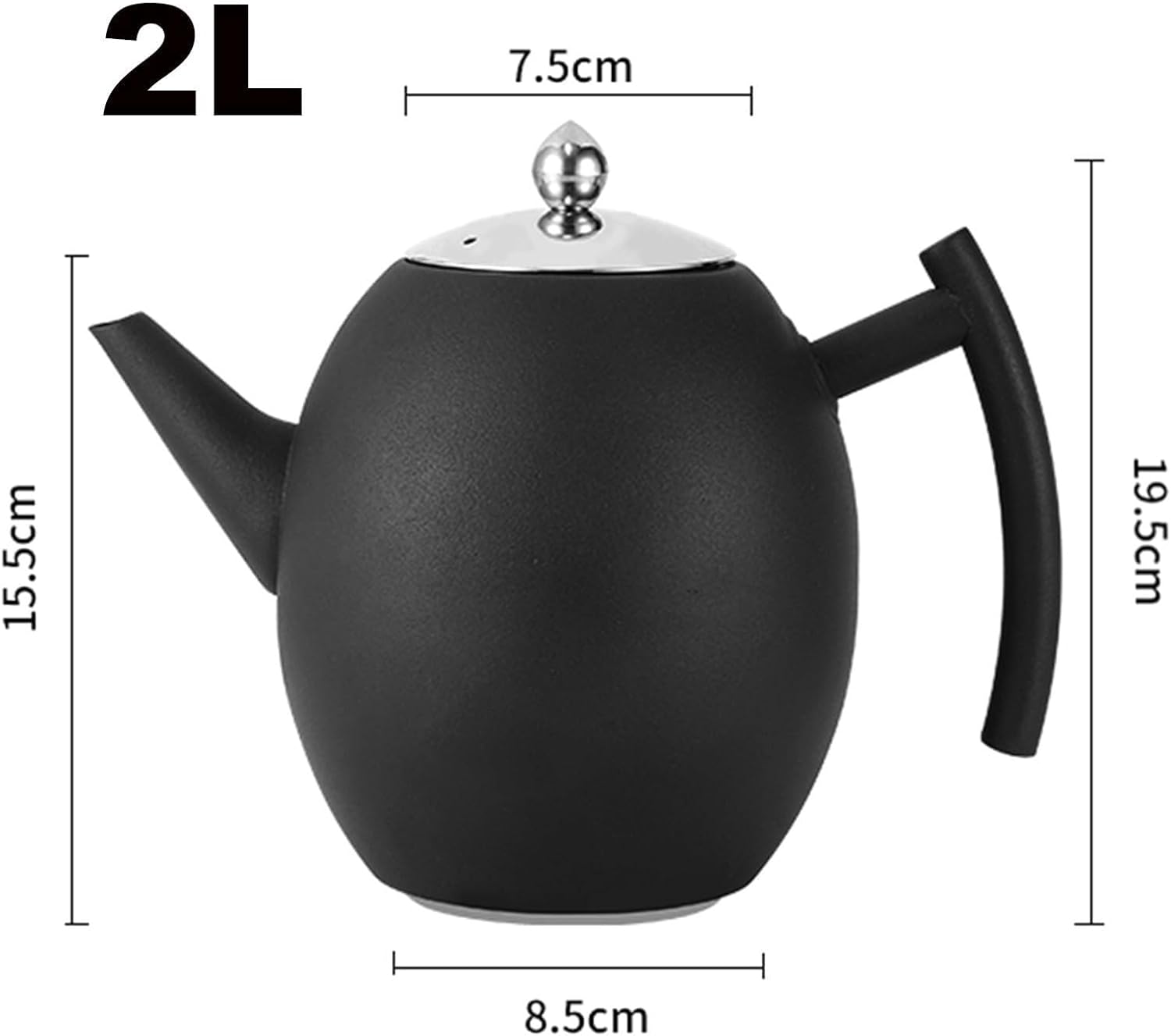 Stainless Steel Teapot with Infuser for Induction Cooker - 1.5L/2L Tea Pot for Coffee and Water