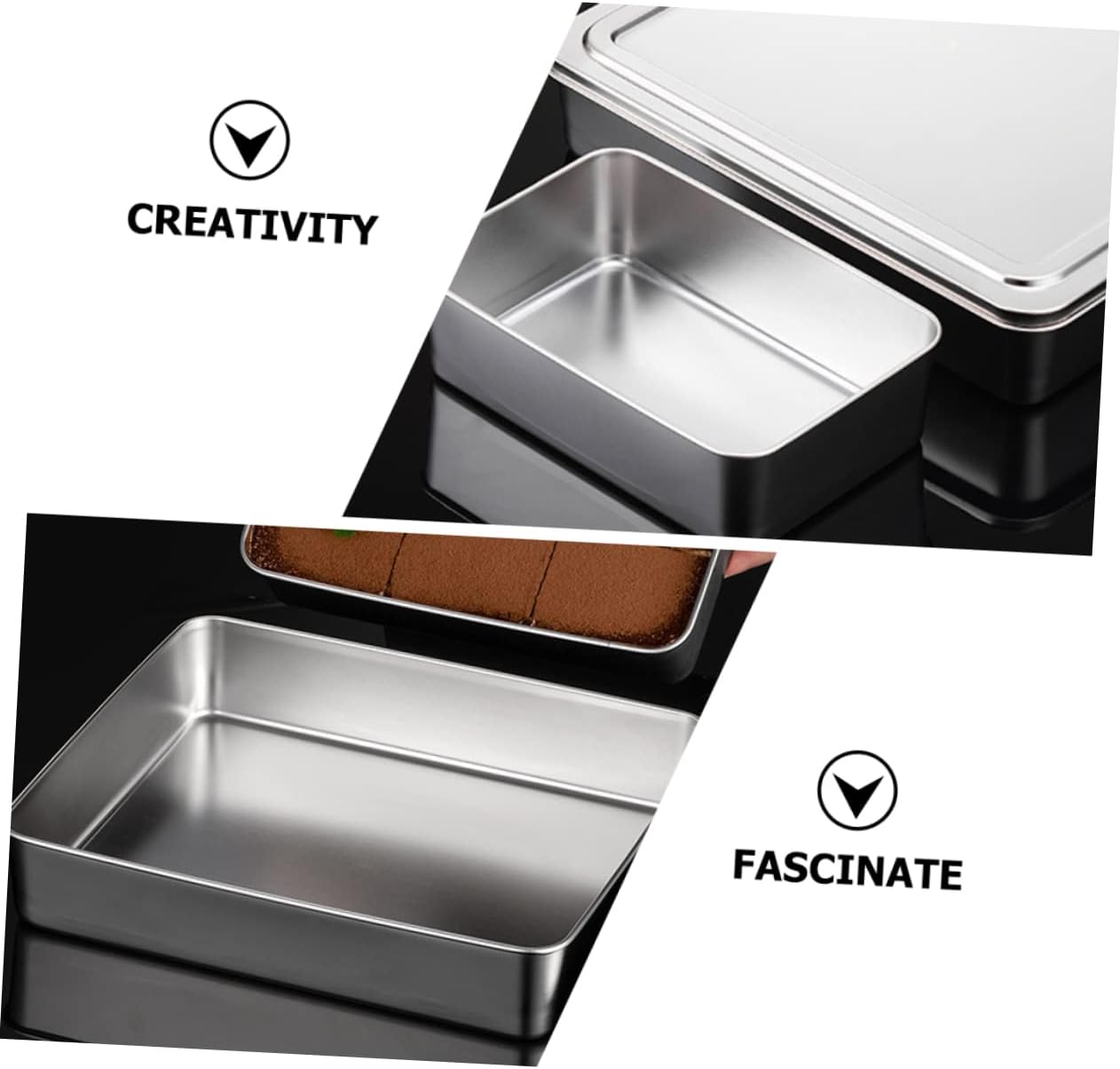 Stainless Steel Tiramisu Cake Pan Baking Molds - Set of 2 for DIY Cakes and Desserts